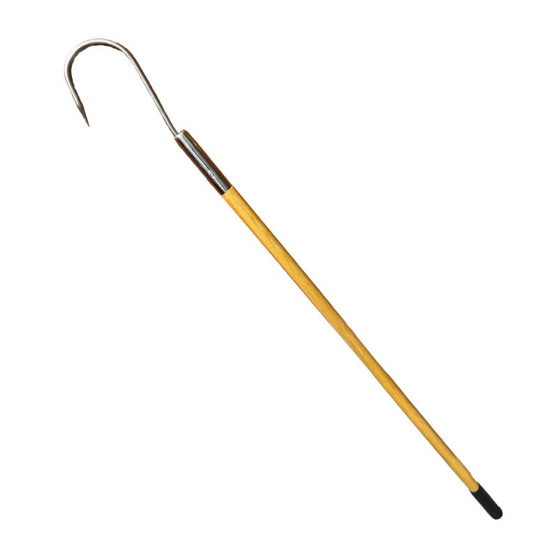 Aluminum fishing hook with wooden handle - Gaff - 90cm - 31885