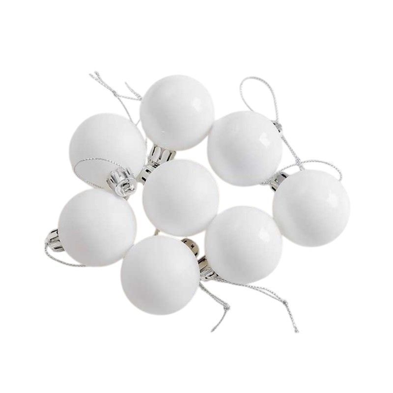 Σετ Χριστουγεννιάτικες μπάλες - 8cm - 6pcs - 326086 - White