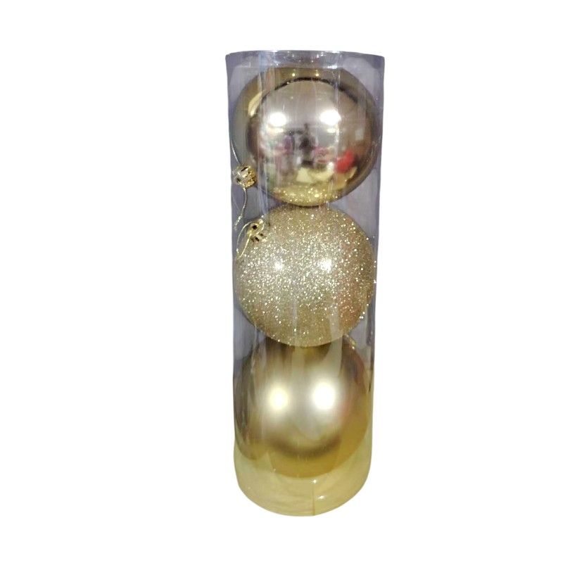 Σετ Χριστουγεννιάτικες μπάλες - 12cm - 3pcs - 326123 - Gold