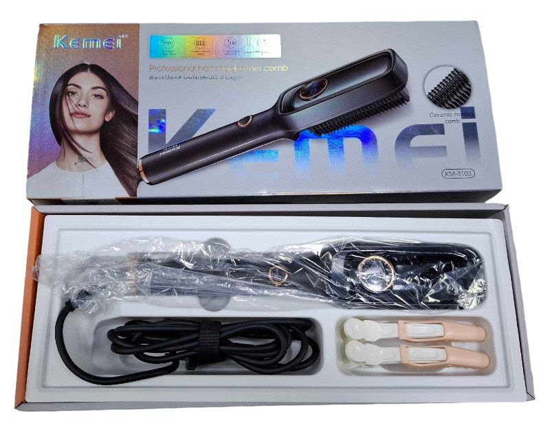 Ηλεκτρική βούρτσα ισιώματος μαλλιών - KM-3103 - Kemei