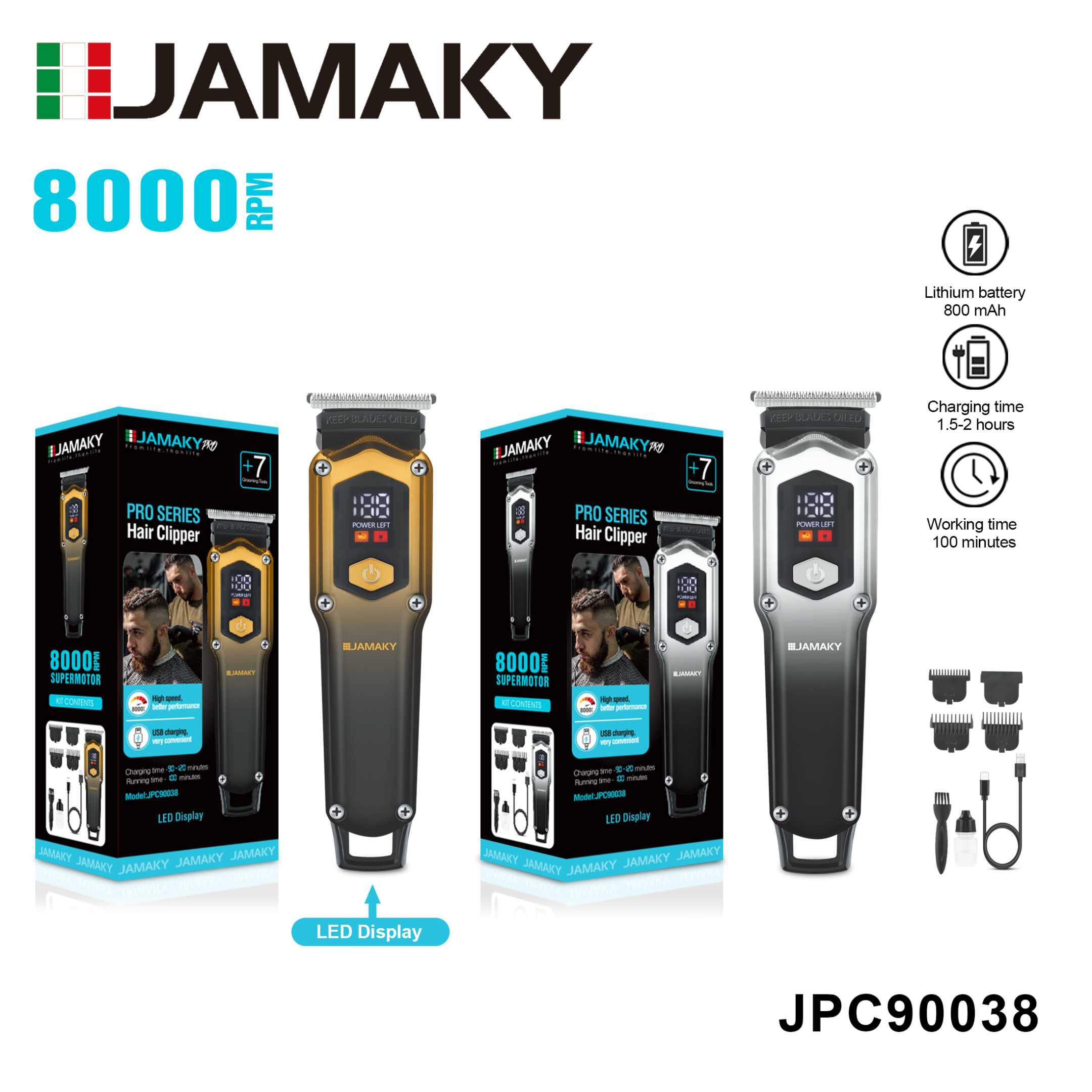 Hair clipper - JPC90038 - 003800 - Silver