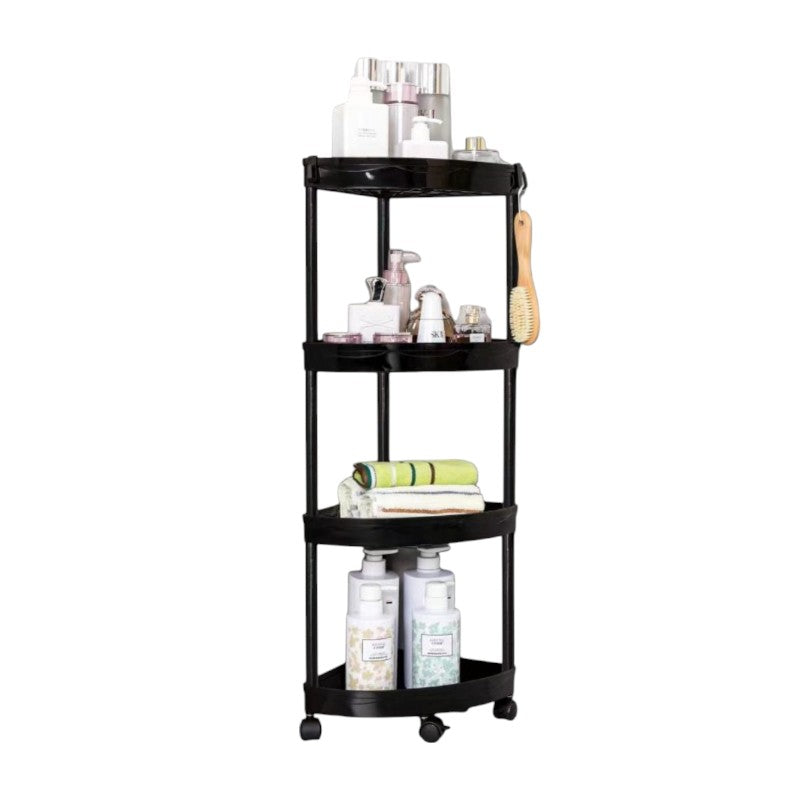 4-tier corner bathroom shelf on wheels - 9608 - 488256 - Black