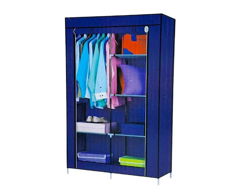 Υφασμάτινη ντουλάπα ρούχων με ράφια - 8890 - 521674 - Blue Cyan