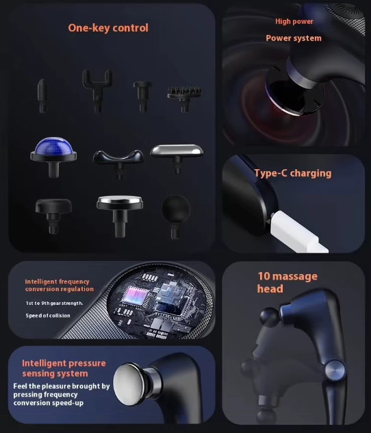 Συσκευή μασάζ με κεφαλές θέρμανσης & ψύξης - Fascial Gun - SL2024 - 541252