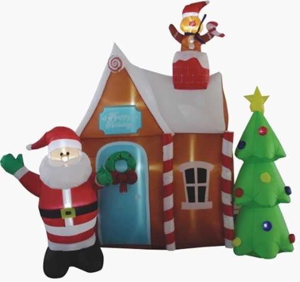 Φουσκωτό διακοσμητικό Σπιτάκι Άγιου Βασίλη με φωτισμό - 1.8m - 817230