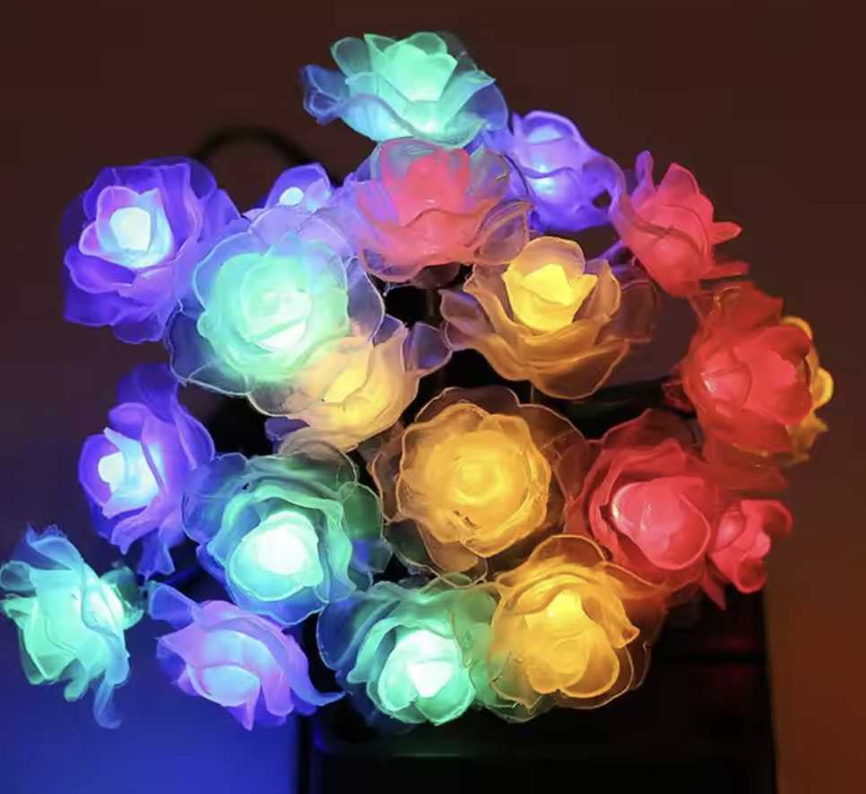 Ηλιακή γιρλάντα φωτισμού LED - Τριαντάφυλλο - 5m+1m - 20D - 152905 - RGB