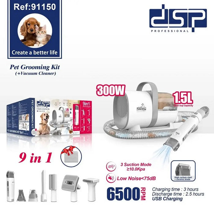 Pet grooming set with suction - 91150 - DSP - 616195