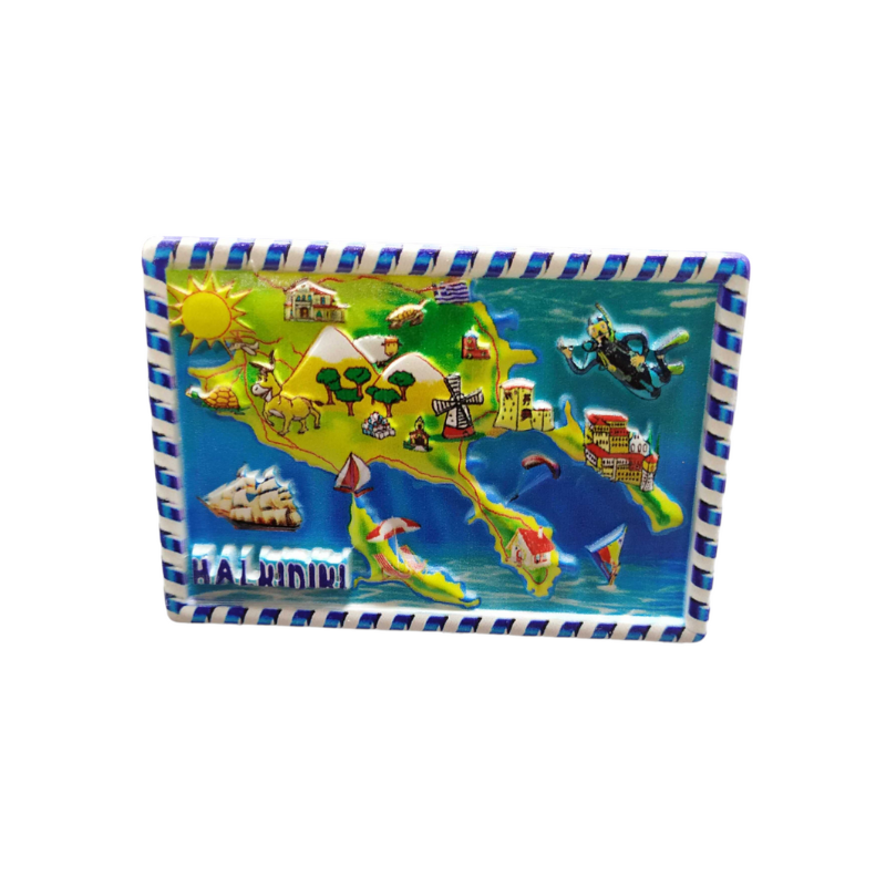 Tourist Souvenir Magnet – Set of 12pcs - Resin Magnet - Chalkidiki - 678302