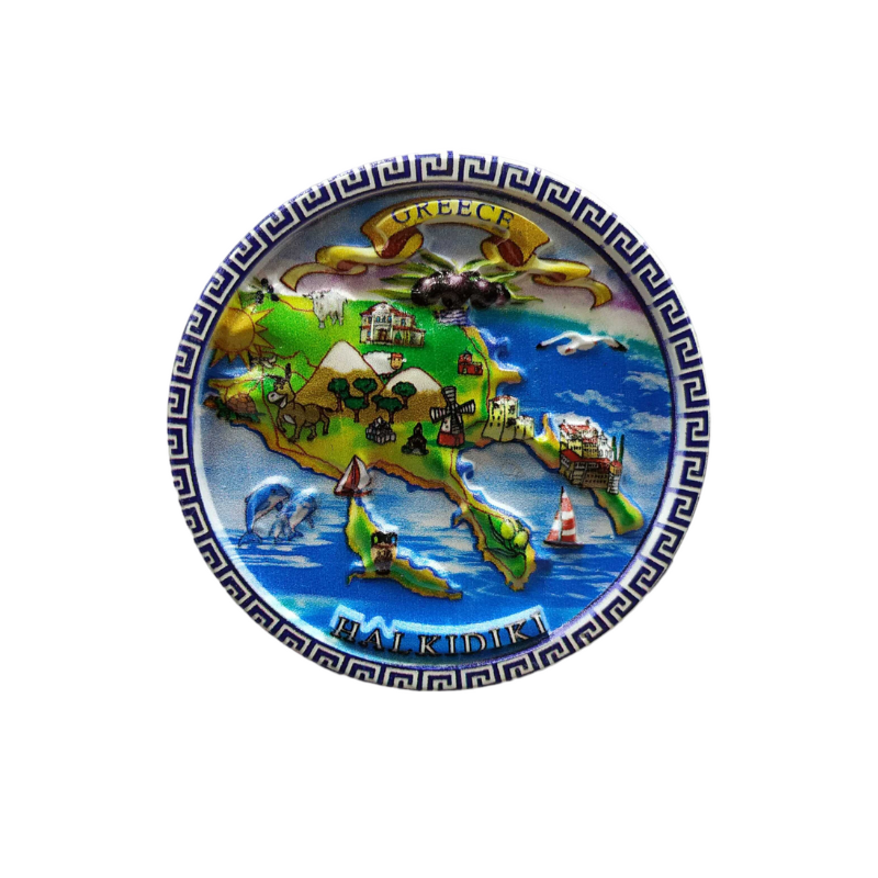 Tourist Souvenir Magnet – Set of 12pcs - Resin Magnet - Chalkidiki - 678313
