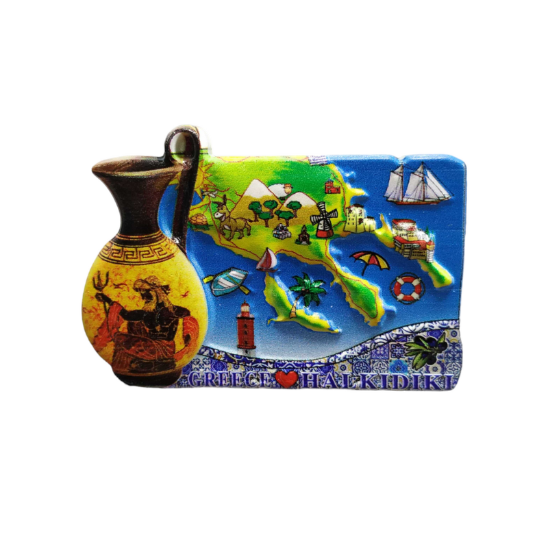 Tourist Souvenir Magnet – Set of 12pcs - Resin Magnet - Chalkidiki - 678314
