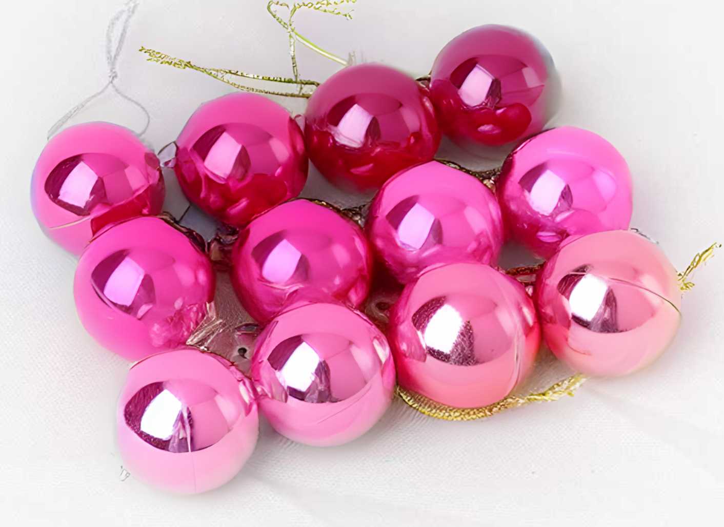 Σετ Χριστουγεννιάτικες μπάλες - 8cm - 12pcs - 326048 - Pink