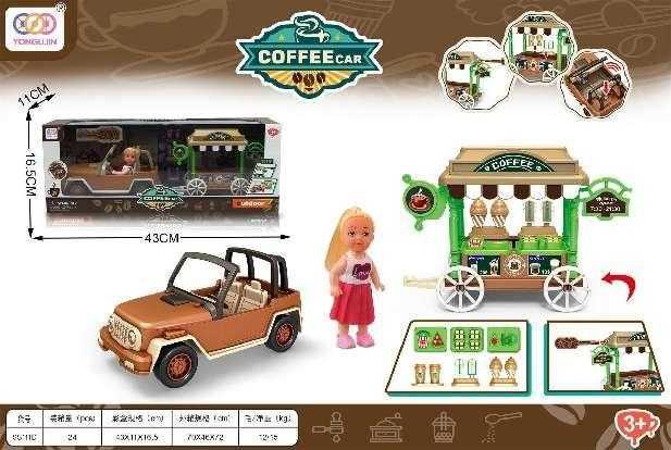 Σετ κούκλα με τροχήλατο Coffee Shop & αυτοκίνητο - SS111D - 308176 - iThinksmart.gr