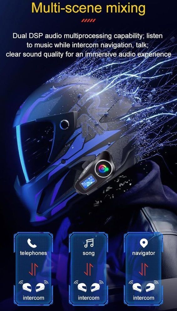 Ασύρματη ενδοεπικοινωνία κράνους μοτοσυκλέτας - Bluetooth - Q58-MAX - 811658