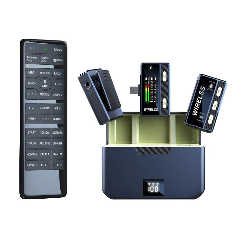 Wireless mini rechargeable condenser microphone for audio recording with remote control - SX66 - 811429 - iP