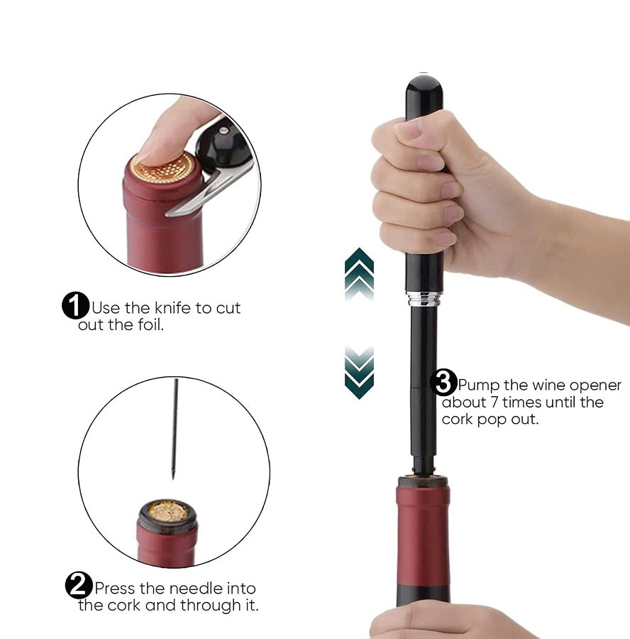 Air Pressure Wine Opener - Corkscrew - KH1-002101 - 812549 - Black