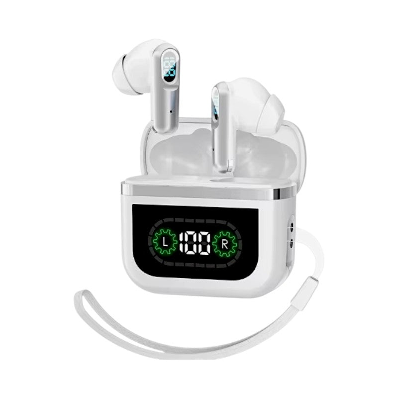 Ασύρματα ακουστικά Bluetooth με ψηφιακή οθόνη & θήκη φόρτισης - J61 - 814031 - White