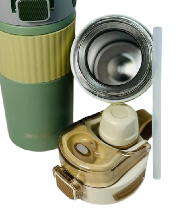 Portable thermos flask - CF8235 - 600ml - 882393 - White/Brown