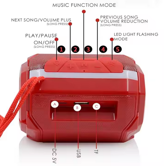 Wireless Bluetooth Speaker - TG162 - 886991 - Red