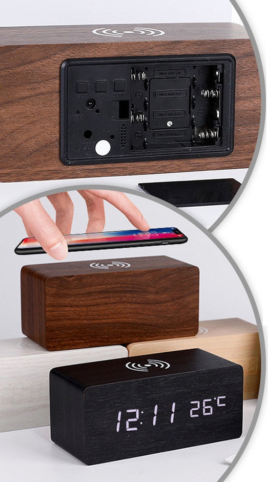 Digital clock - Alarm clock with wireless smartphone charging base - ET025-MINI - 909467 - Beige