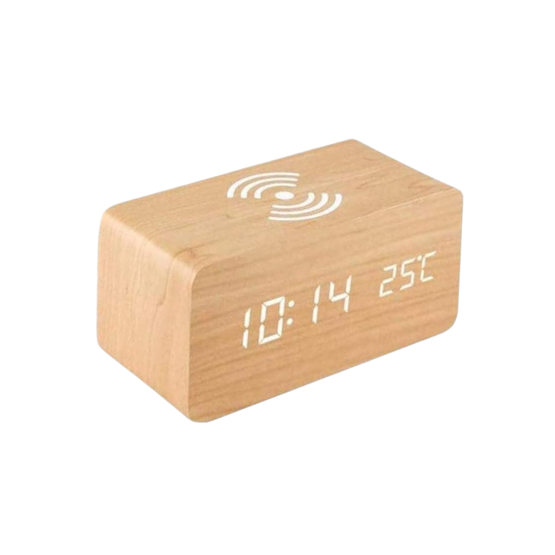 Digital clock - Alarm clock with wireless smartphone charging base - ET025-MINI - 909467 - Beige