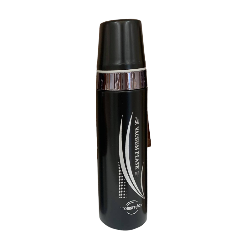 Portable thermos flask with glass - 750ml - 954279 - Black
