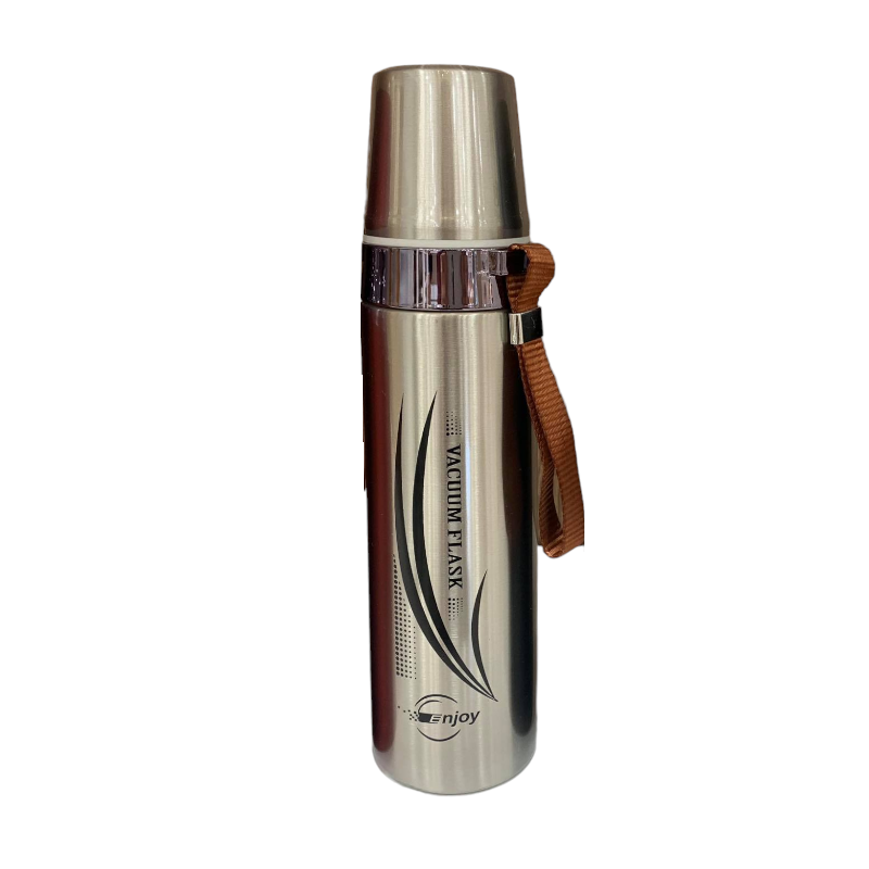 Portable thermos flask with glass - 750ml - 954279 - Silver