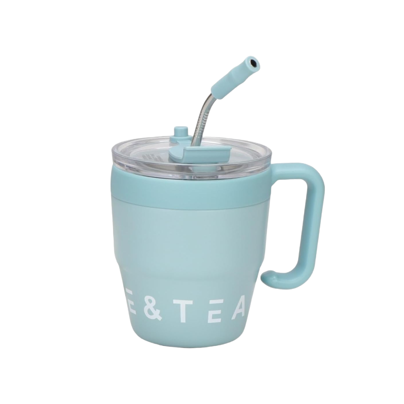 Portable mug-warmer with straw - 450ml - 954293 - Blue