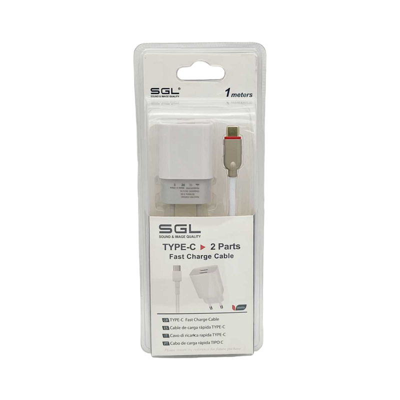 Charging adapter with cable and 2 USB ports - TypeC - Quick Charge - FA1-S2 - 1m - 099484