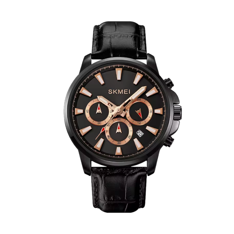 Aναλογικό ρολόι χειρός – Skmei - 2071 - Black/Leather Black - iThinksmart.gr
