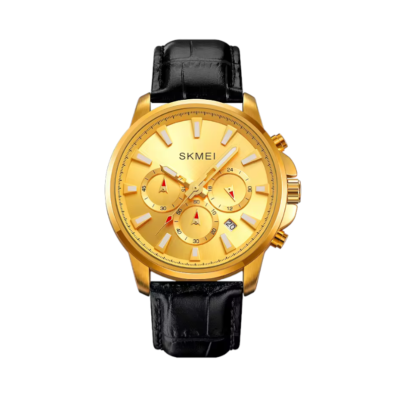 Aναλογικό ρολόι χειρός – Skmei - 2071 - Gold/Leather Black - iThinksmart.gr