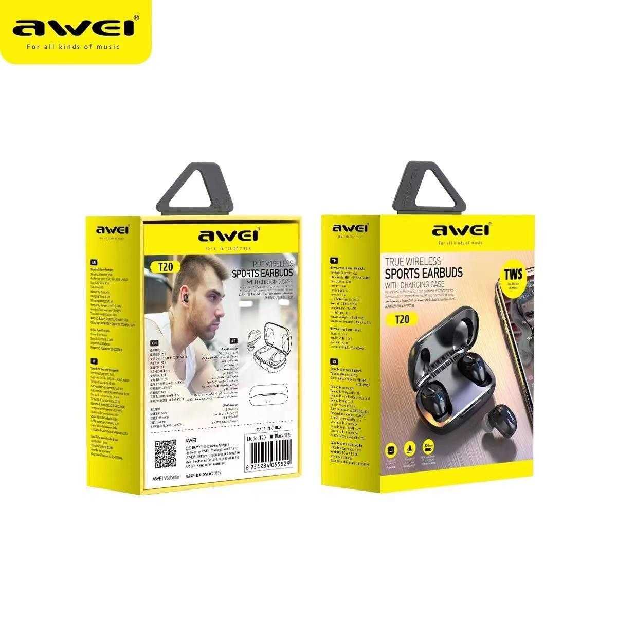 Ασύρματα ακουστικά Bluetooth με θήκη φόρτισης - T20 - AWEI - 055529 - iThinksmart.gr