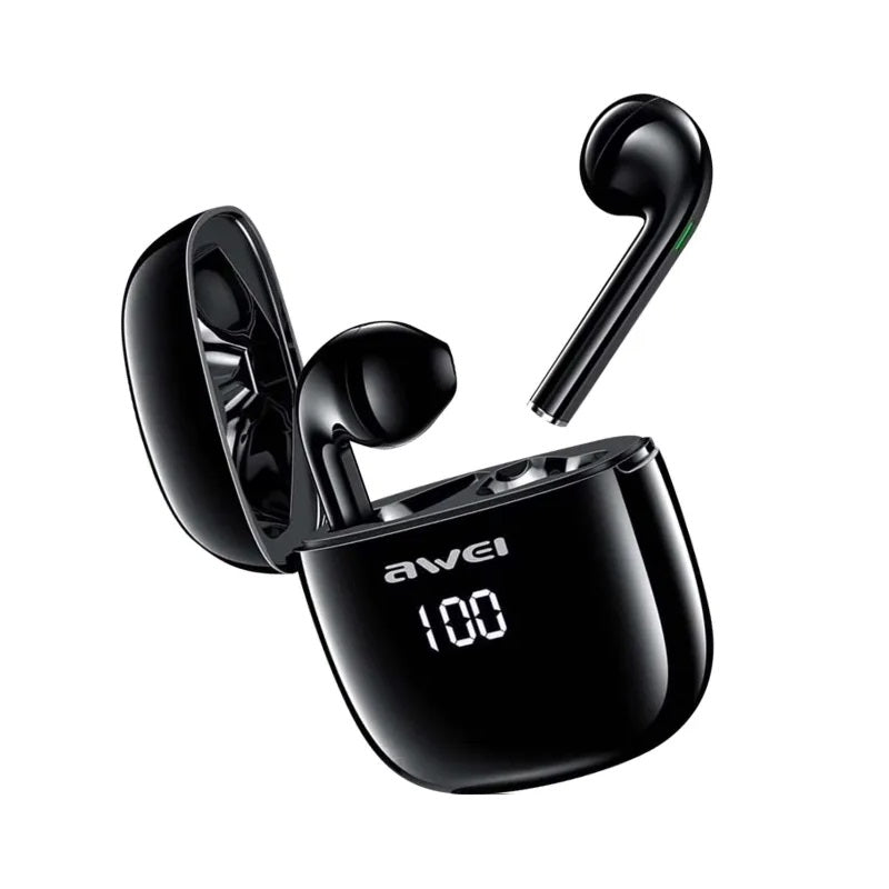 Ασύρματα ακουστικά Bluetooth με θήκη φόρτισης - T28P - Awei - 888728 - Black - iThinksmart.gr