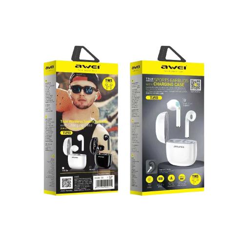 Ασύρματα ακουστικά Bluetooth με θήκη φόρτισης - T28 - Awei - 888889 - Black - iThinksmart.gr
