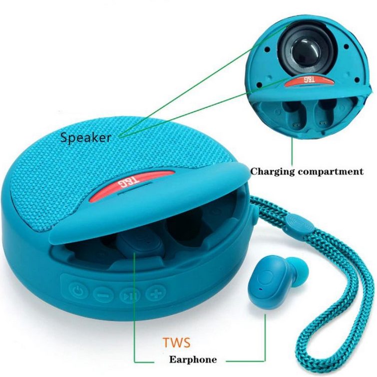 Ασύρματο ηχείο Bluetooth με ακουστικά - TG-808 - 883808 - Light Blue - iThinksmart.gr