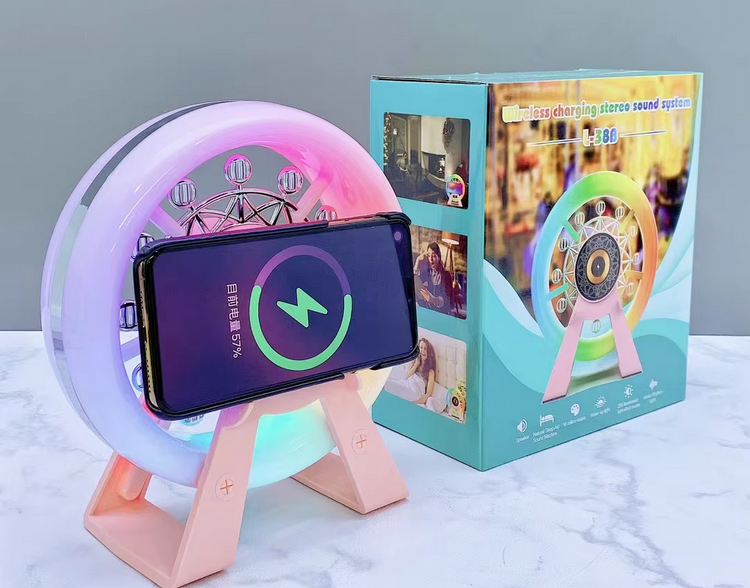Ασύρματο ηχείο Bluetooth με βάση ασύρματης φόρτισης smartphone - Wheel - L-38B - 811580 - Pink - iThinksmart.gr