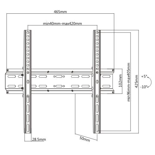 Βάση Τηλεόρασης Τοίχου Brateck KL25-44T 32" - 55" 35Kg VESA 200x200, 300x200, 400x200, 300x300, 400x300, 400x400mm, Με κλίση +5 -10 μοίρες - iThinksmart.gr