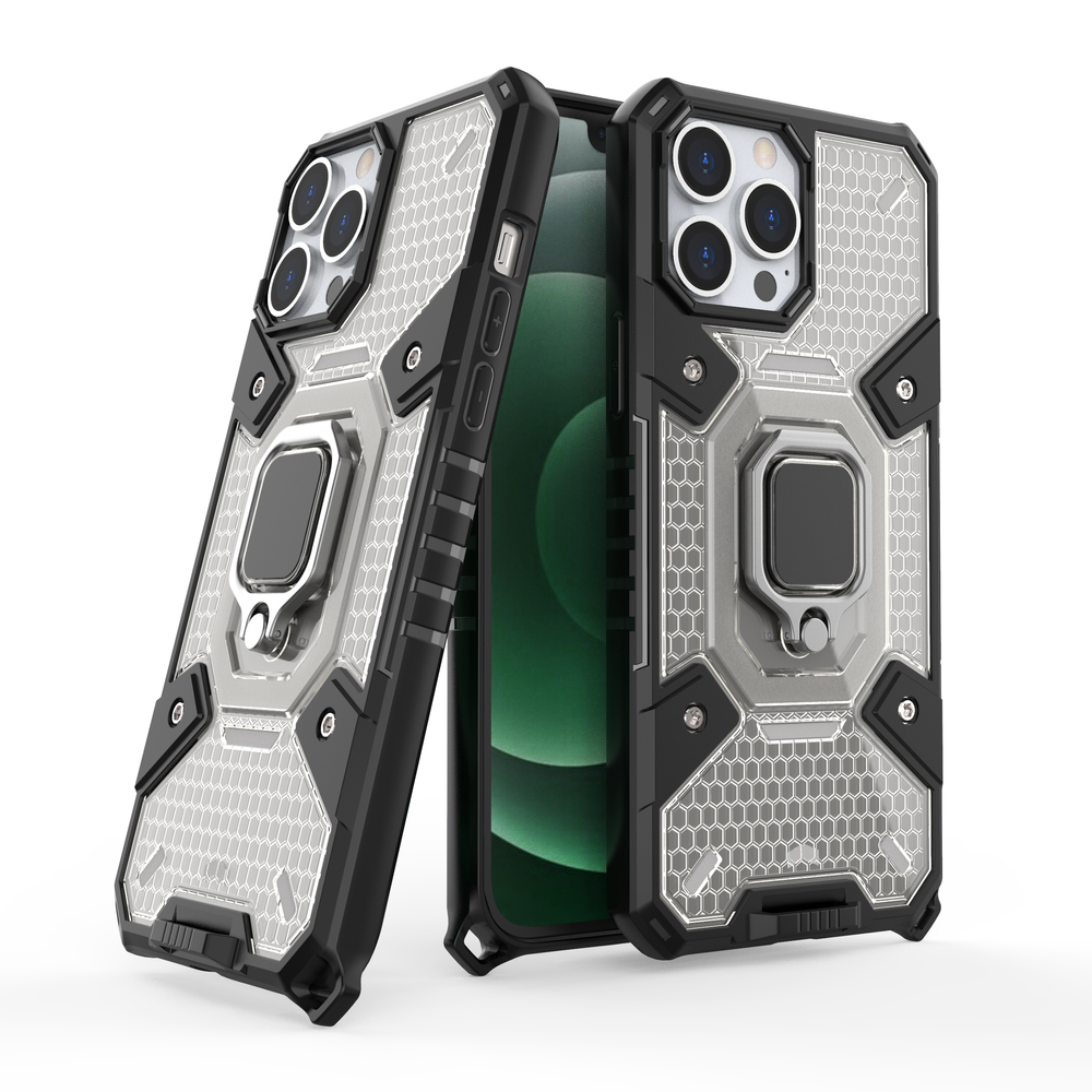 Θήκη Heavy Duty για iPhone 13 Pro Max με ring holder OEM - Σκούρο Διάφανο - iThinksmart.gr