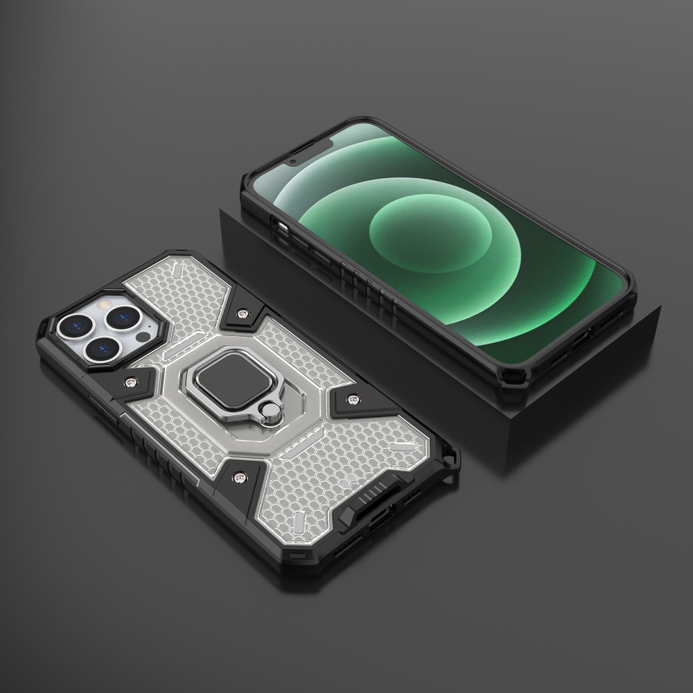 Θήκη Heavy Duty για iPhone 13 Pro Max με ring holder OEM - Σκούρο Διάφανο - iThinksmart.gr