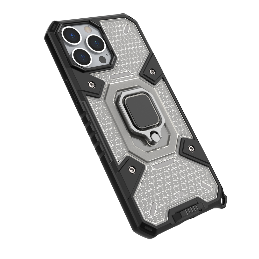 Θήκη Heavy Duty για iPhone 13 Pro Max με ring holder OEM - Σκούρο Διάφανο - iThinksmart.gr