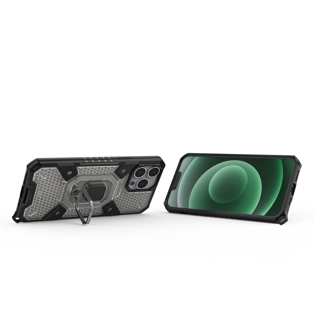 Θήκη Heavy Duty για iPhone 13 Pro Max με ring holder OEM - Σκούρο Διάφανο - iThinksmart.gr