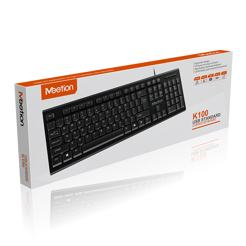 Meetion K100 - Πληκτρολόγιο Ενσύρματο / US - Μαύρο - iThinksmart.gr