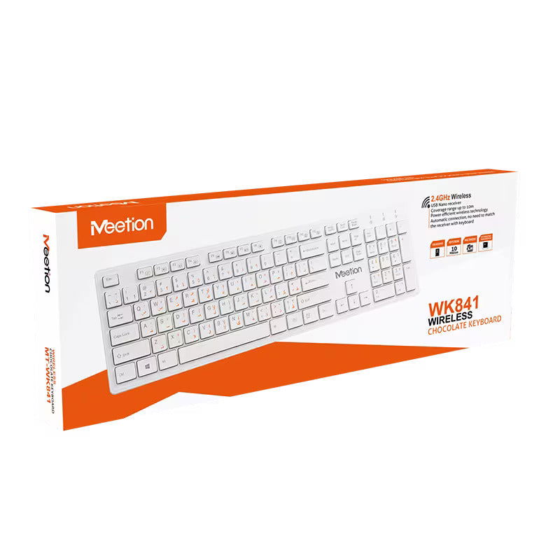 Meetion MT-WK841 2.4G Wireless White Keyboard - iThinksmart.gr