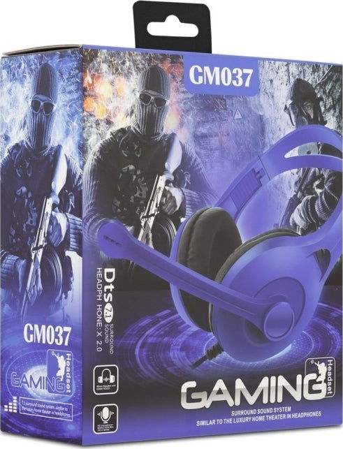 OEM Ακουστικά Κεφαλής Gaming Headset GM-037 με βύσμα 1x3.5mm - Μπλε - iThinksmart.gr