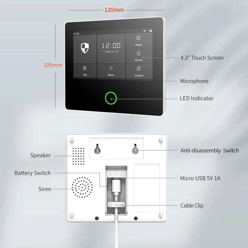 POWERTECH ασύρματο σύστημα συναγερμού PT-1125, αφής, Wi-Fi, 2G, TUYA - iThinksmart.gr