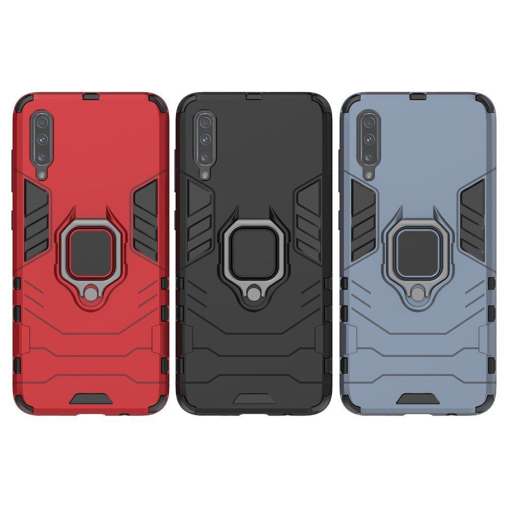 Θήκη Samsung Galaxy A70 - OEM Shockproof με μεταλλική πλάκα και Ring Holder - Κόκκινο - iThinksmart.gr