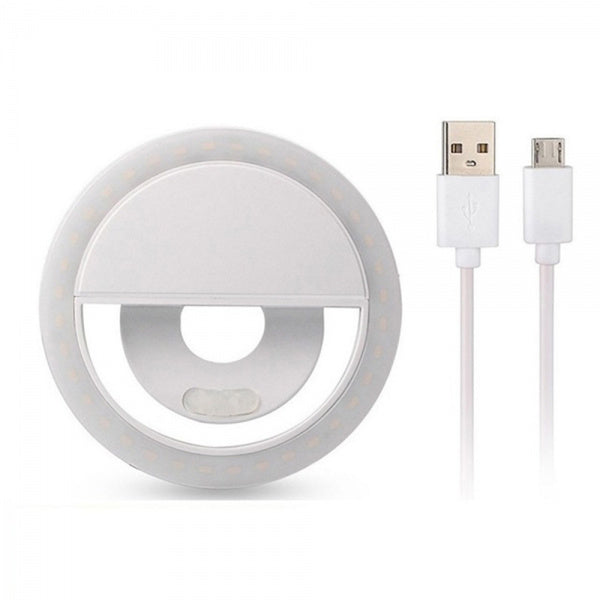 Selfie Ring Light με βάση για Κινητό LED Επαναφορτιζόμενο - 3 επίπεδα φωτεινότητας - OEM Λευκό - iThinksmart.gr