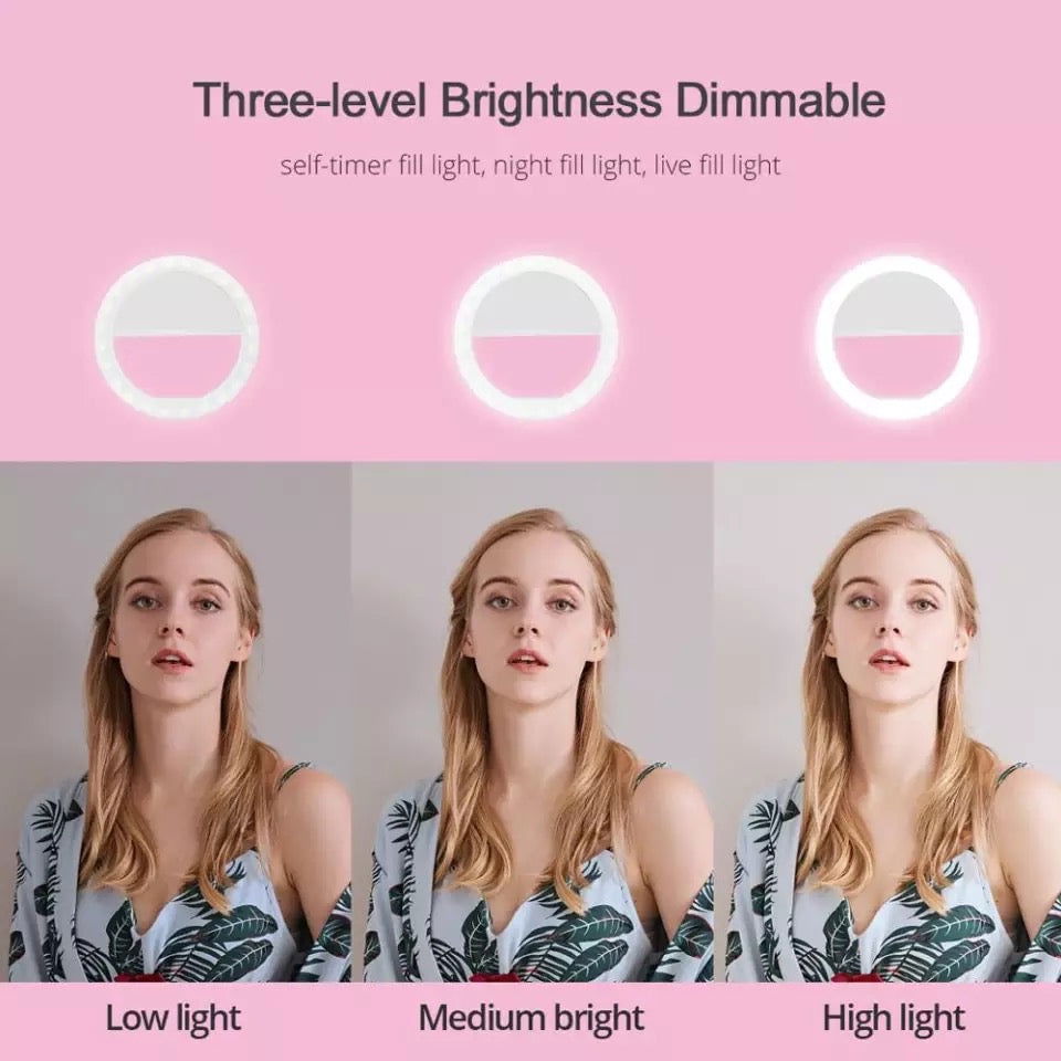 Selfie Ring Light με βάση για Κινητό LED Επαναφορτιζόμενο - 3 επίπεδα φωτεινότητας - OEM Λευκό - iThinksmart.gr