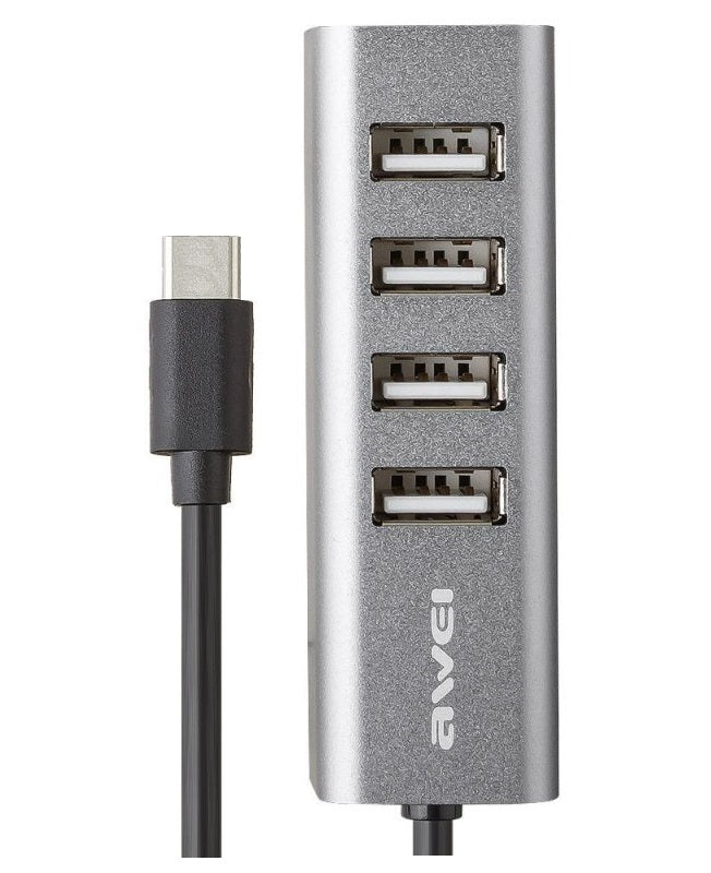 Αντάπτορας USB 2.0 Hub με 4 θύρες - Type-C - CL-122T - AWEI - 888070 - iThinksmart.gr