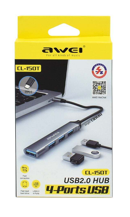 Αντάπτορας USB Hub με 4 θύρες - CL-150T - USB Type-C - AWEI - 888056 - iThinksmart.gr