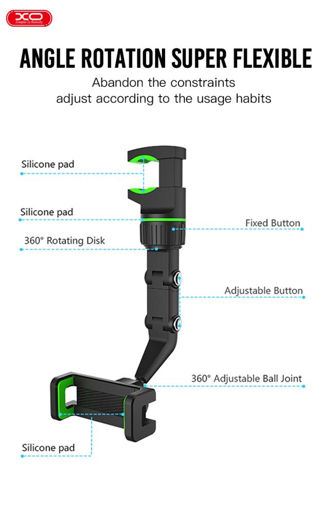 XO C107 car rearview mirror multifunctional rotatable Holder - iThinksmart.gr